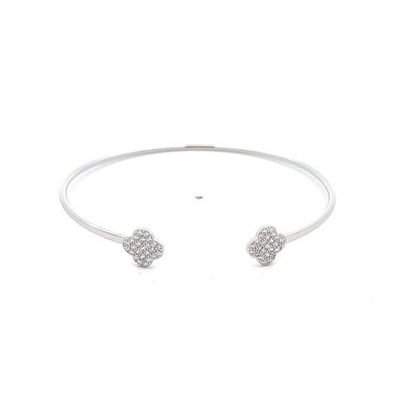 925 Sterling Silver Bangle Size 6.5 inches Flower